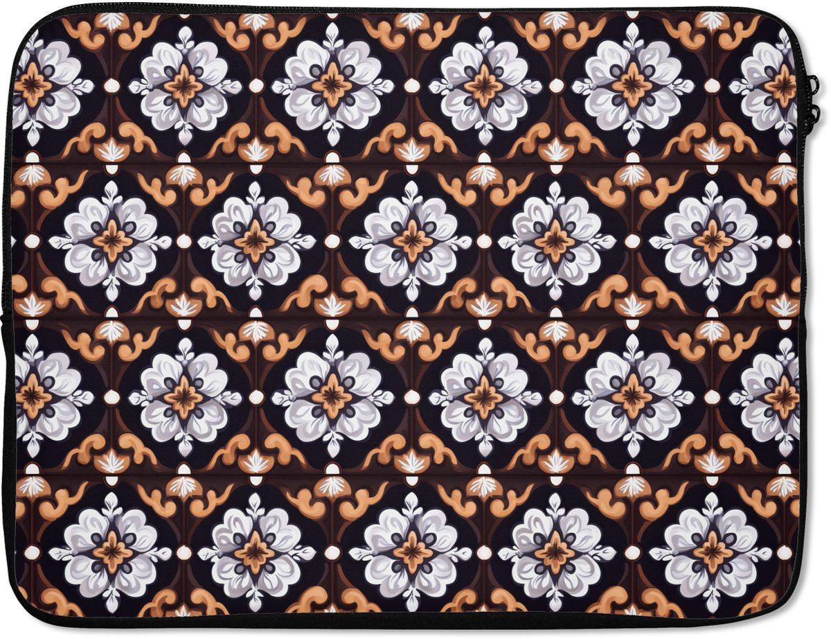Laptophoes 17 inch - traditioneel - Element - Kleurrijk - Laptop sleeve - Binnenmaat 41x28 cm - Zwarte achterkant