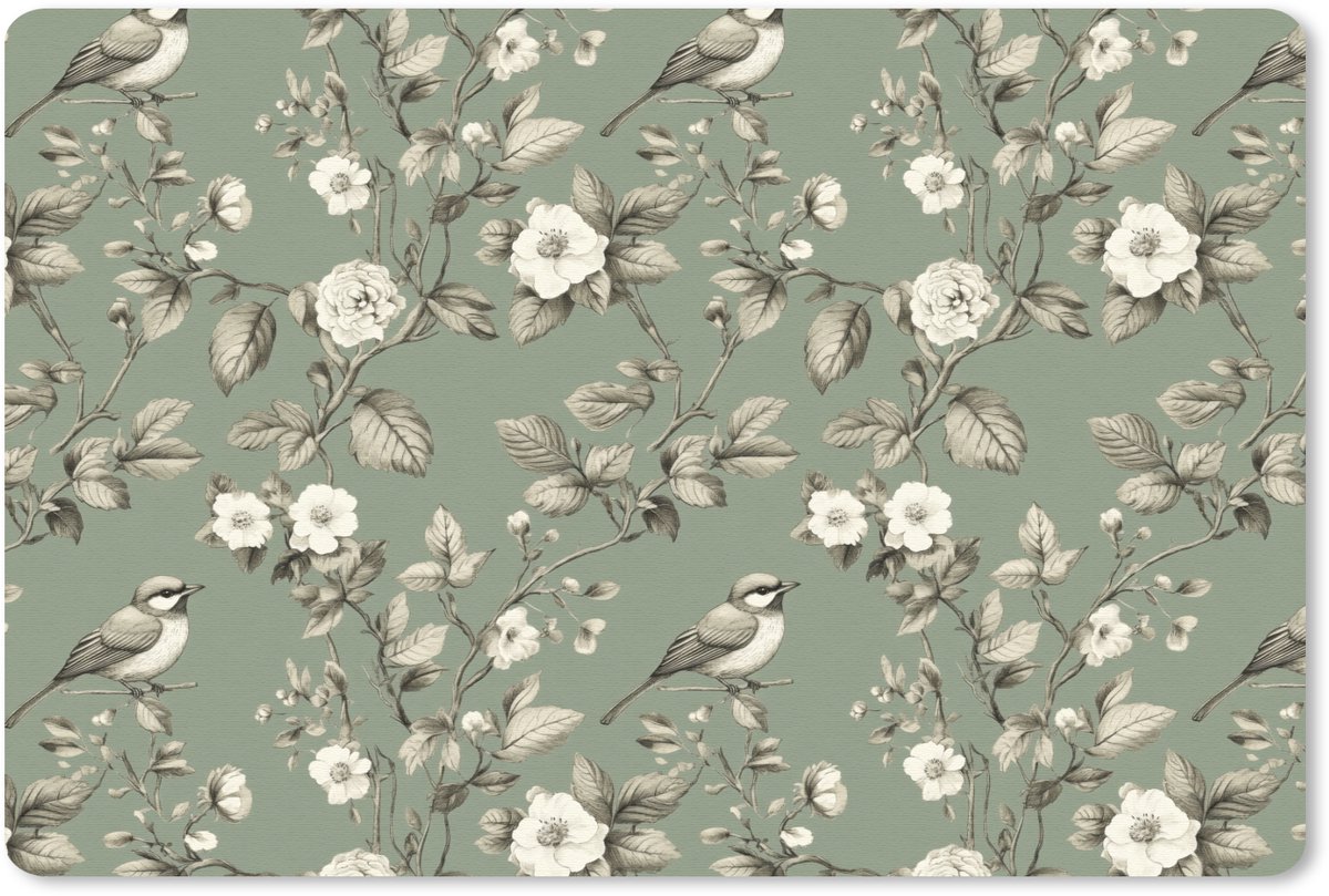 Muismat 13x8 cm - Mousepad Botanisch - Vogels - Groen - Muismatten