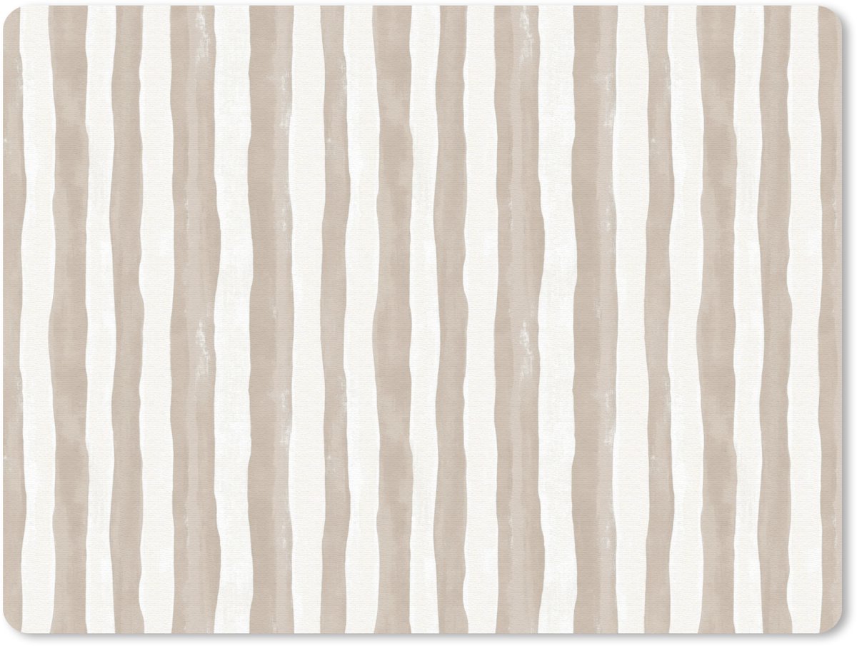 Muismat 12x10 cm - Mousepad Minimalistisch - Strepen - Beige - Muismatten