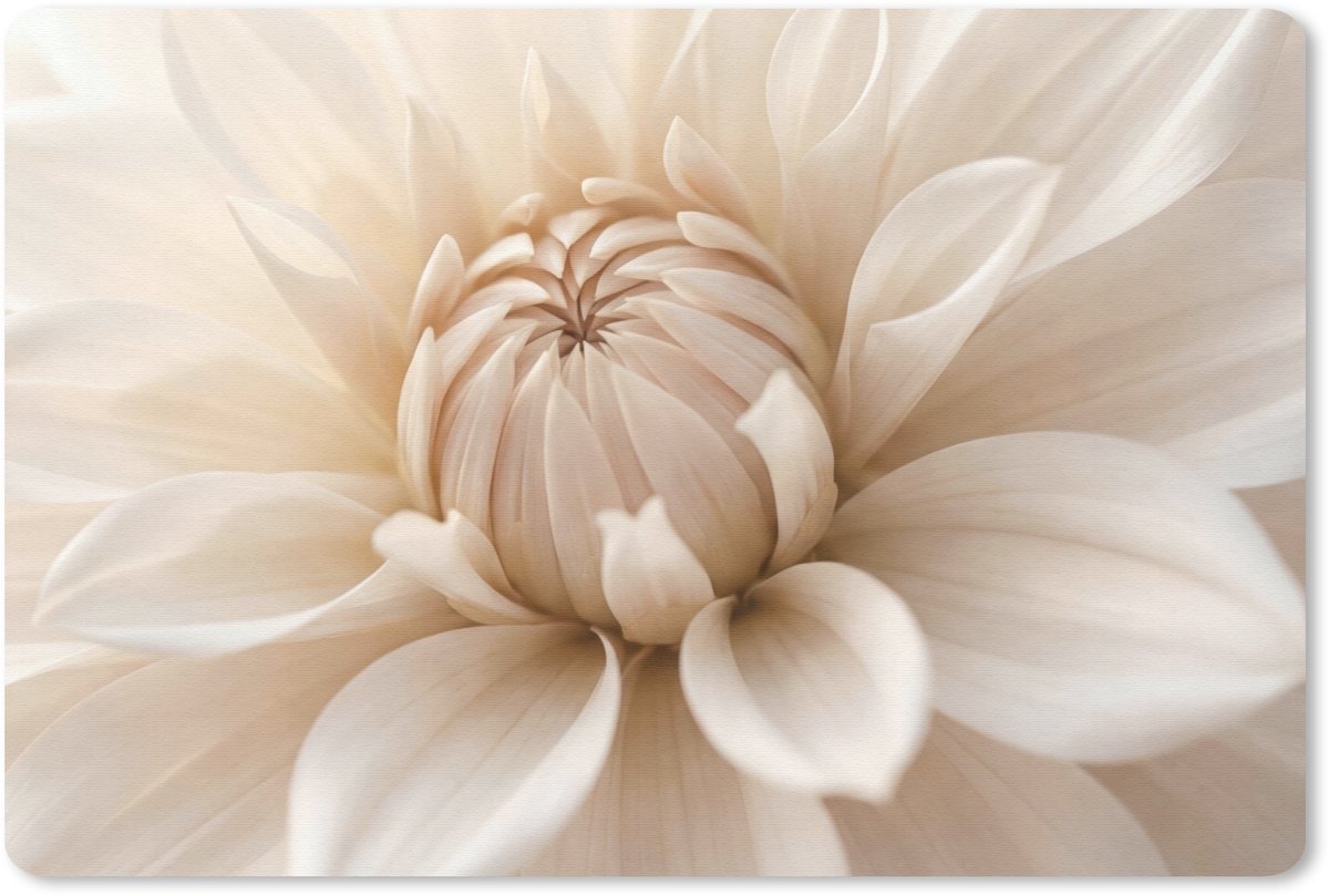 Muismat 13x8 cm - Mousepad Bloem - Dahlia - Wit - Muismatten