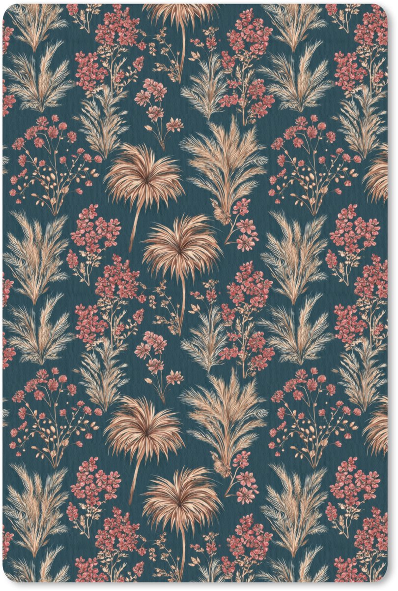 Muismat 13x20 cm - Mousepad Botanisch - Patroon - Blauw - Muismatten