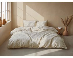 Zohome Dekbedovertrek Eliana - Natural - Bladeren - Dekbedovertrek 200x200/220 cm - 100% Microvezel - Tweepersoons Dekbedovertrek