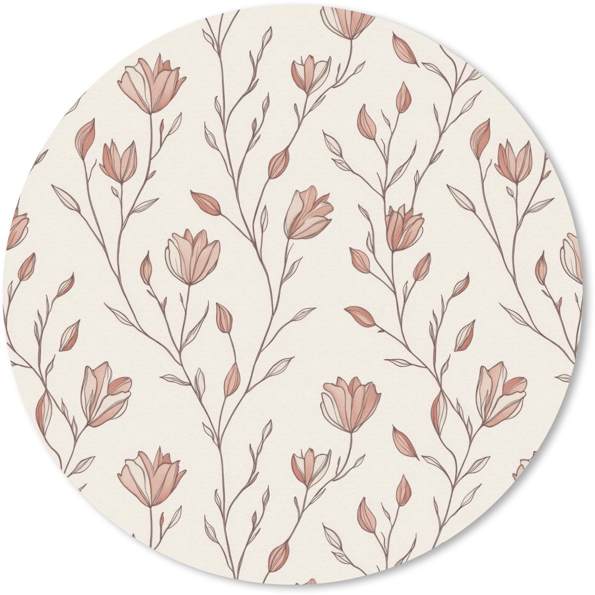 Muismat rond 30x30 cm - Mousepad Patroon - Klassiek - Roze - Ronde muismatten