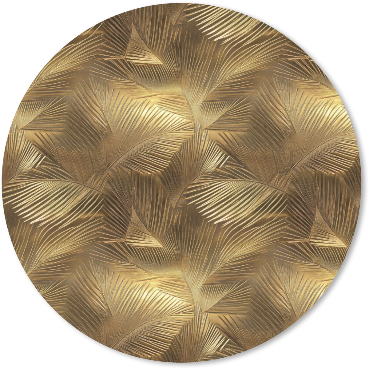 Muismat rond 40x40 cm - Mousepad Palm - Waaier - Goud - Ronde muismatten