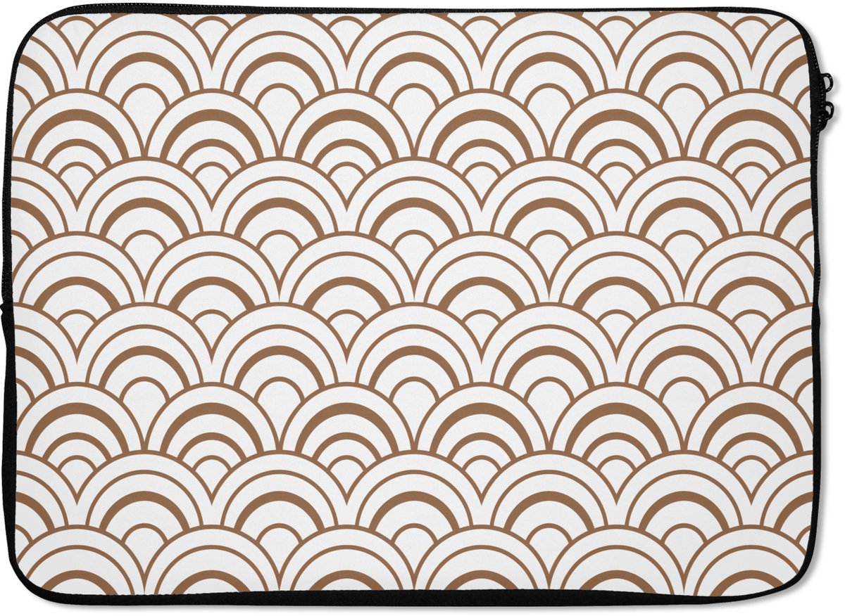 Laptophoes 13 inch - Klassiek - Motief - Terracotta - Laptop sleeve - Binnenmaat 32x22,5 cm - Zwarte achterkant