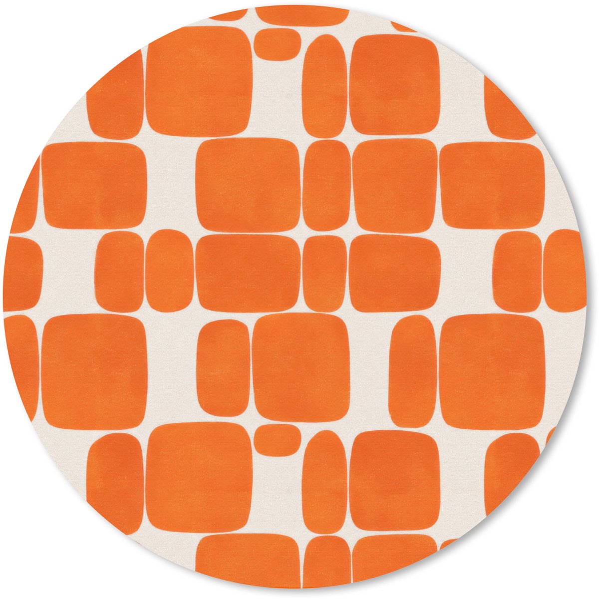 Muismat rond 40x40 cm - Mousepad Patroon - Retro - Oranje - Ronde muismatten