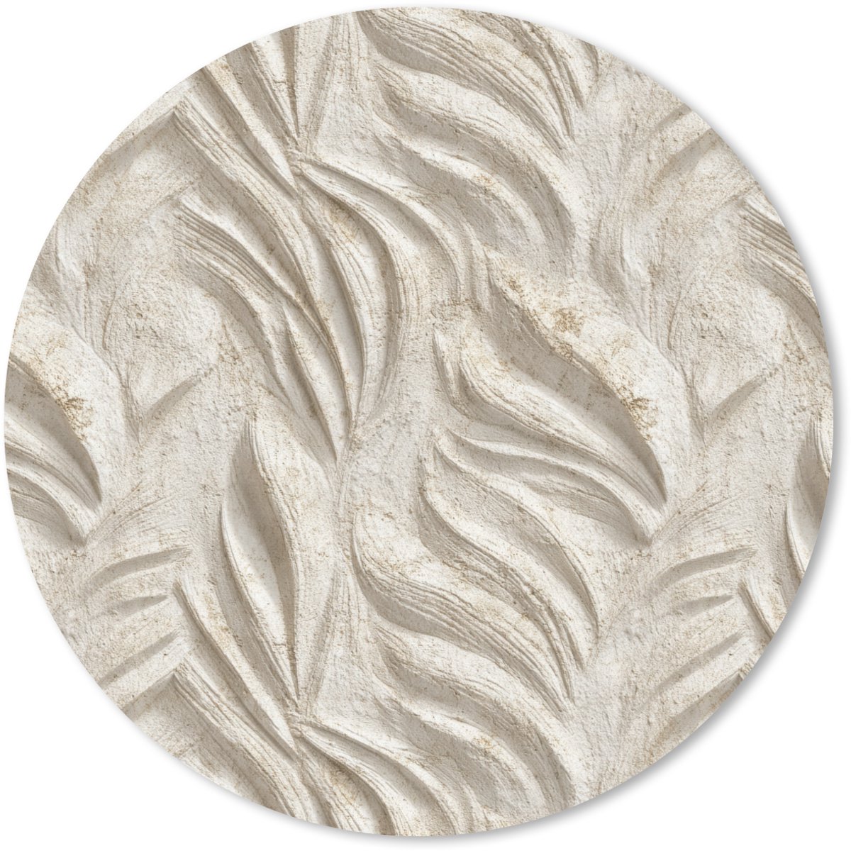 Muismat rond 40x40 cm - Mousepad Textuur - Reliëf - Beige - Ronde muismatten