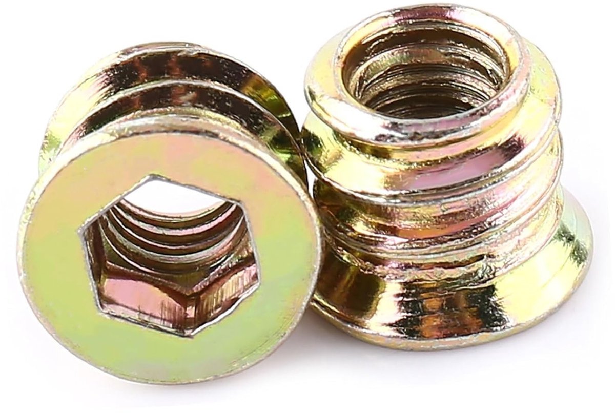 Hexagon Socket Moeren van Koolstofstaal, 20 Stuks voor Houten Meubels, Gegalvaniseerd, Coarse Thread, M8 x 25 mm, Duurzaam en Sterk