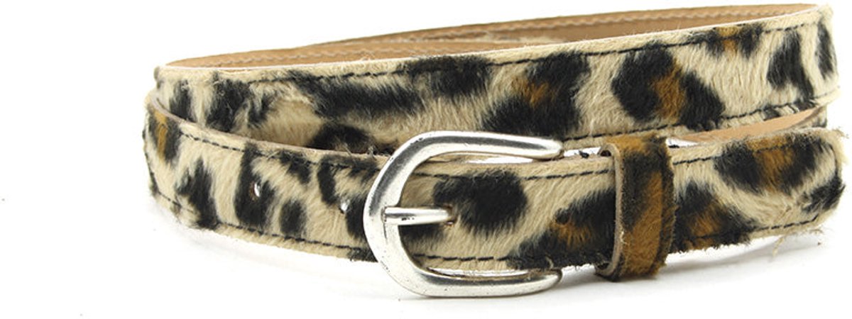 Dames riem beige met krokoprint 2 cm - Kunstleer - Smalle riem - Casual - Maat 100