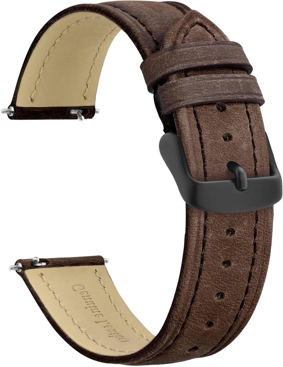 Leren Horlogeband - Vervangende Band - Polshorloge Dragen - Extra Lange Lengte - 18-24 mm - Bruin Zwart