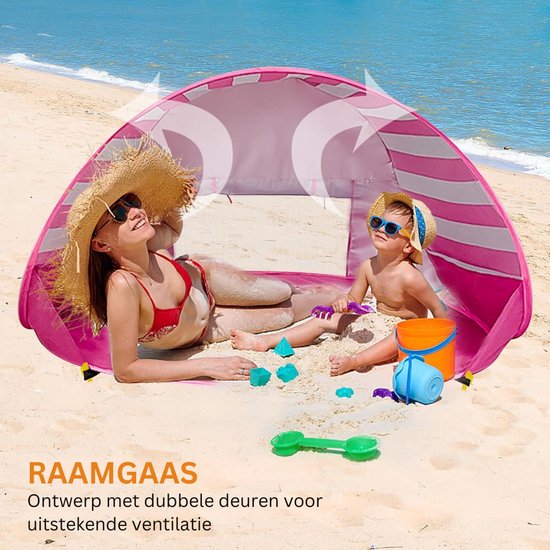 Strandtent UV Bescherming - Strandtent Baby Pop Up - Strandtentje Extra Licht - Strandschelp - Strand Tent –Roze van Merkloos — afbeelding 3