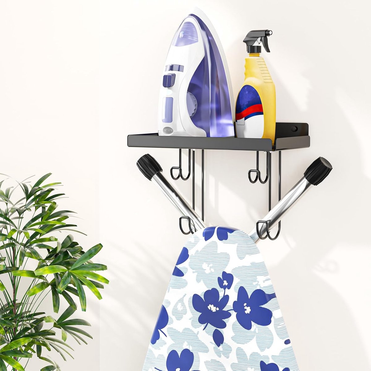 Wall Mounted Hanger - Ironing Board Holder - Laundry Room Iron and Ironing Board Storage - Ironing Board Wall Bracket - Ironing Board Hanging System - Organizer