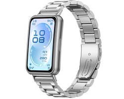 Stravo Stalen schakel bandje – Geschikt voor Huawei Band 11 / Band 11 Pro – Metalen RVS bandje – Zilver (Inclusief inkort toolkit)