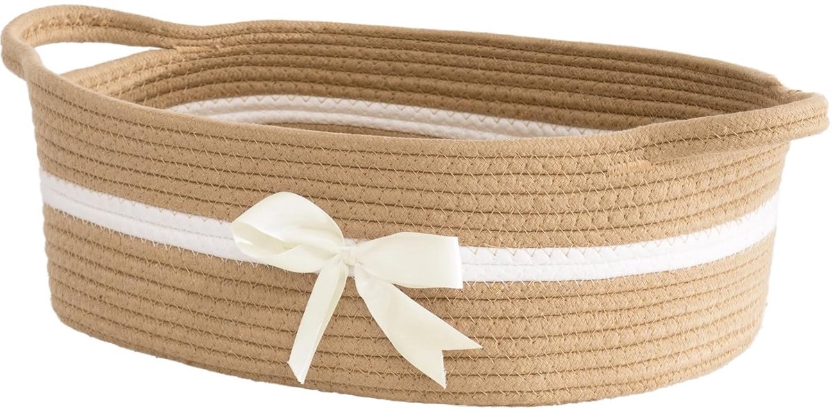 JeiibrZui Opbergmand - 33 x 25 x 12 cm - 1 Stuks - Katoenen Gevlochten Mand - Kaki - Veelzijdige Organizer voor Handdoeken Speelgoed en Badkameraccessoires