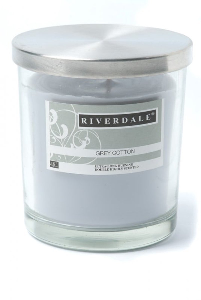 Riverdale - Geurkaars - Grey Cotton - 48+ branduren. Ø 9cm