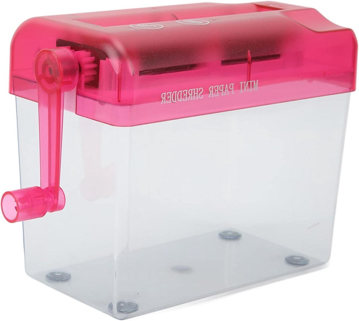 Handheld Mini Paper Shredder voor Kantoor en School, Draagbaar, Transparant Ontwerp, 1L Afvalbak, Slijtvast en Roestvrij