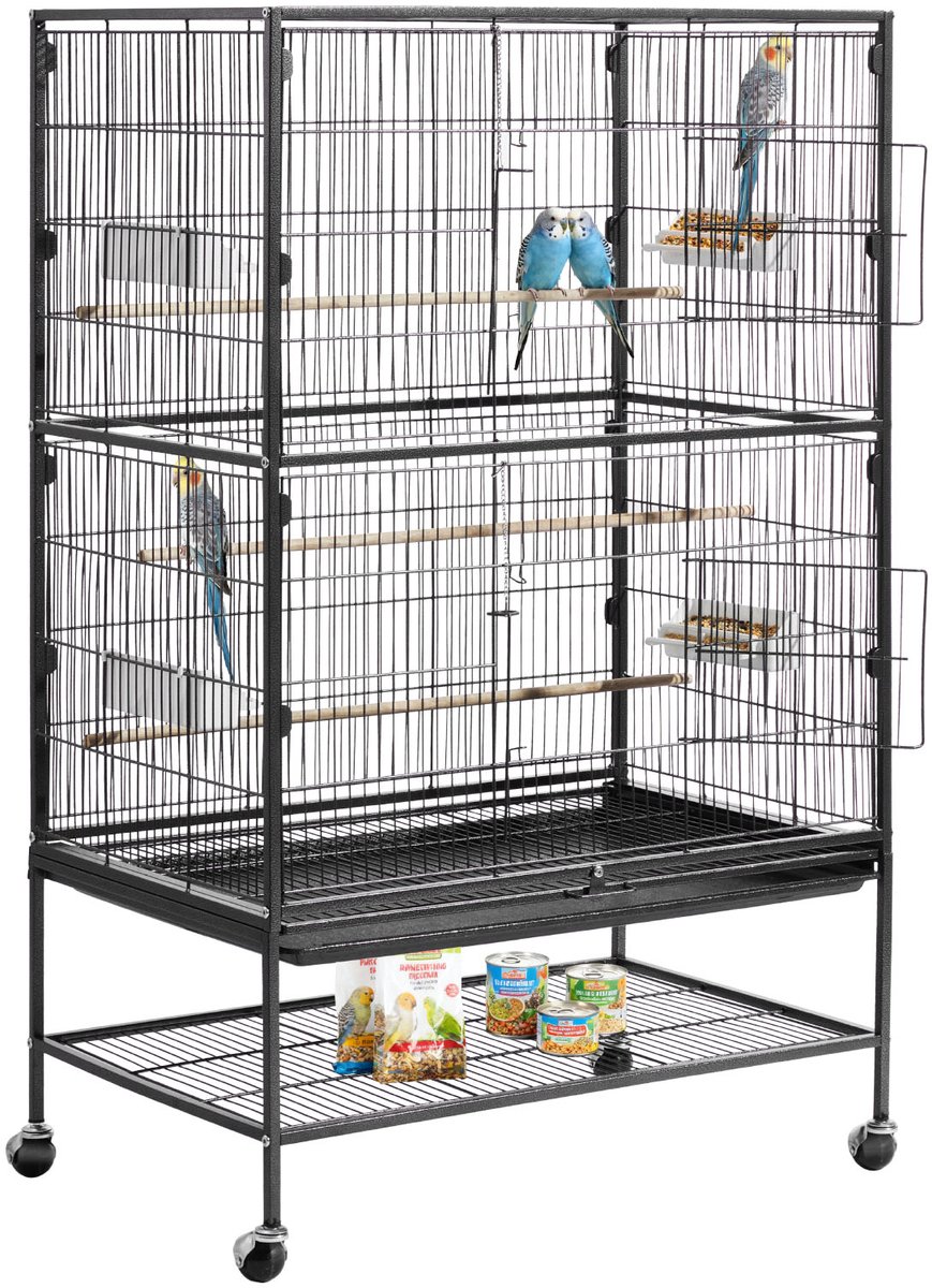 VEVOR Vogelkooi, 80x52x132cm, Smeedijzeren Volière met Zitstokken, Lade en Plastic Voerbakjes, Wielen, Vogelhuisje voor Papegaaien, Koolmezen, Valkparkieten en Kanaries