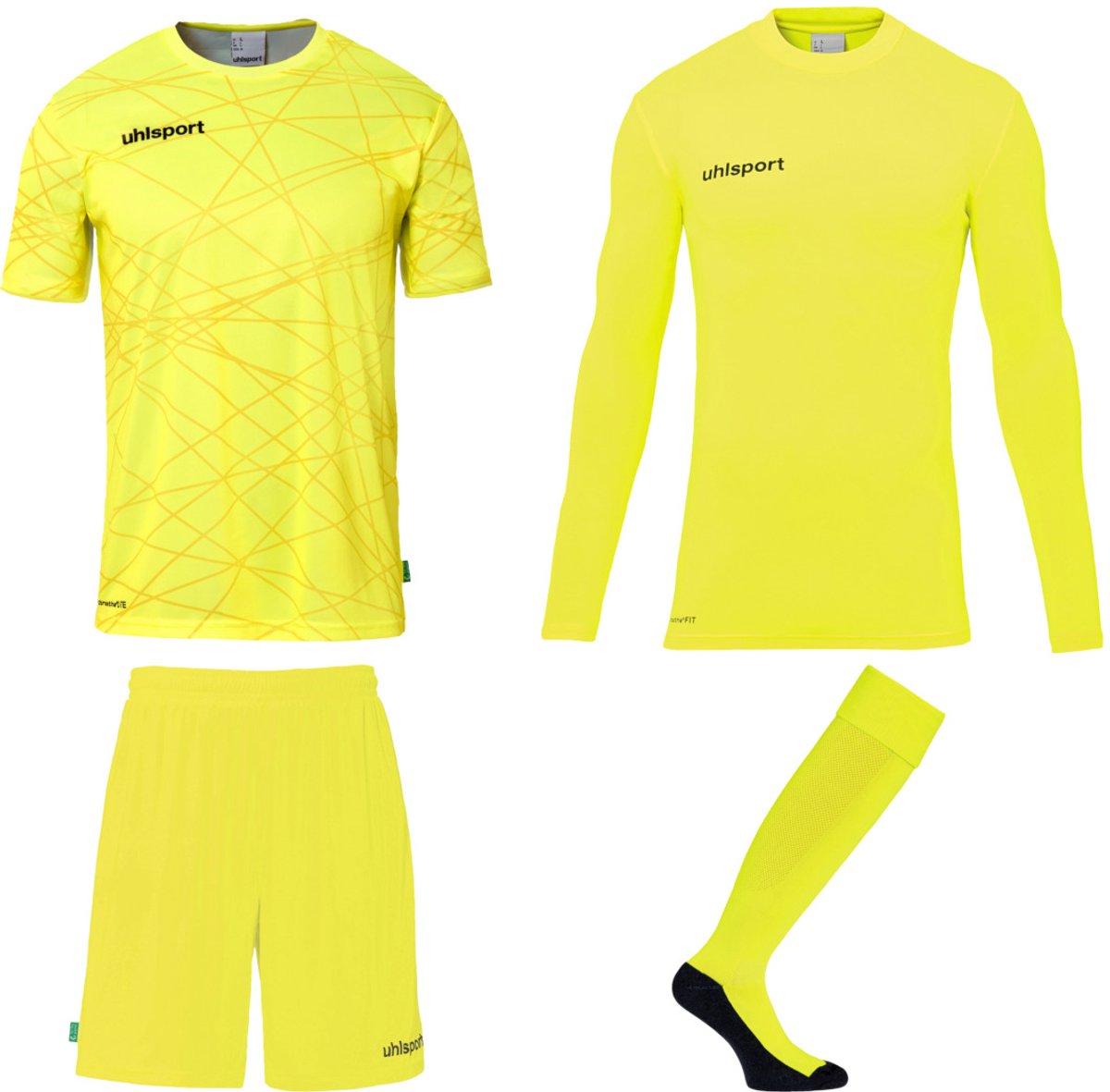 Uhlsport Prediction Bundle Keeperset Heren - Fluogeel / Zwart | Maat: M