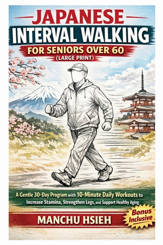 Japanese Interval Walking for Seniors Over 60 (Large Print) - cover