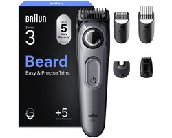 Braun Baardtrimmer Series 3 BT3560 +5 Tools - Scherp Scheerblad - 40 Lengtes - Grijs