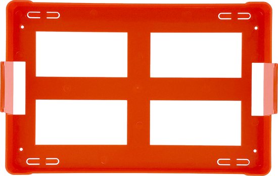 Oranje modulehouder met vier compartimenten en oranje tape.