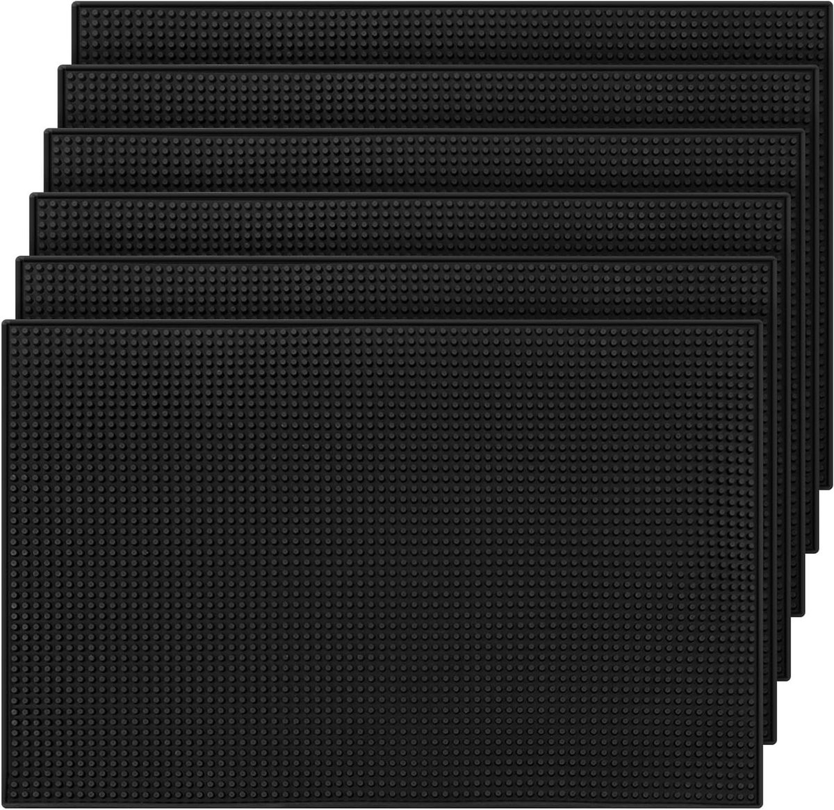 Barmatten Rubber - Service Mat - Drankjes Serveren - Antislip Randen - 45 x 30 cm - Zwart