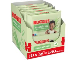 Huggies billendoekjes - Natural Care - 10 x 56 stuks - 560 doekjes - billendoekjes met Aloe Vera - Voordeelverpakking