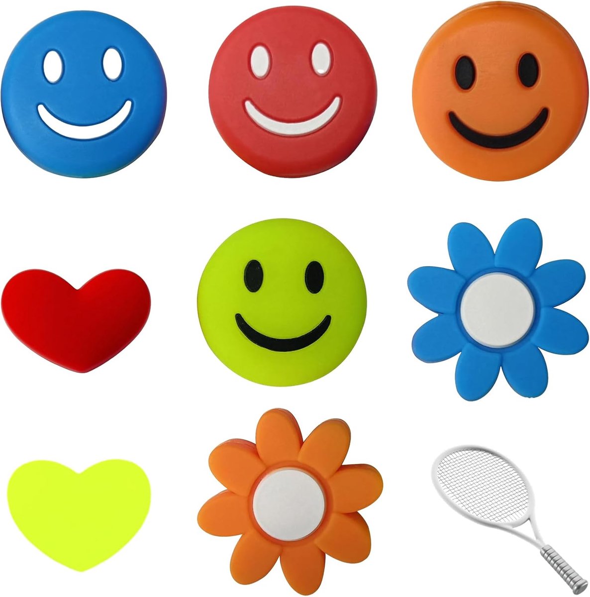 Vibratiedemper - tennisdemper - tennisracket demper - grappige Happy Face demper - tennisschokdemper - voor tennisspelers - schokabsorberende demping