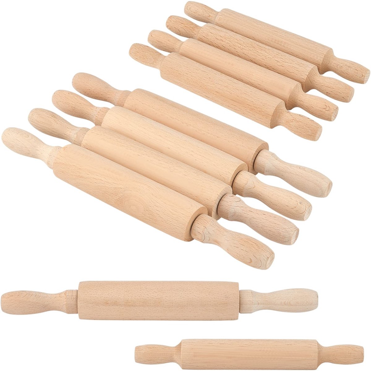 Store_9 - Mini Houten Deegroller - 14 Stks Kleine Klei Roller - Perfect voor Bakken - 14/20 cm - Non-Stick Deeg Rollers - Geschikt voor Pizza, Past...