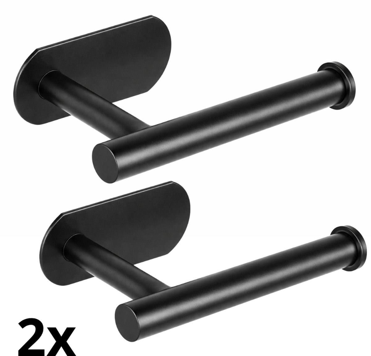 Wc Rolhouder - 2 Stuks Wc Rolhouder Zwart - Toiletrolhouder Zelfklevend - toiletrolhouder zwart - RVS