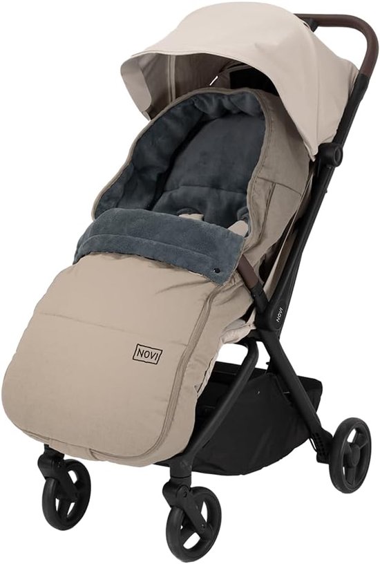 Baby Voetenzak - Kinderwagen Dekje - Warm Blijven - Capuchon Model - 90 x 45 cm - Zandkleur — afbeelding 4
