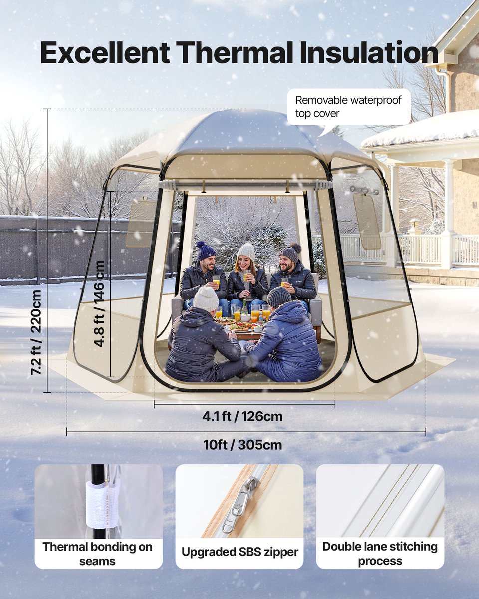 VEVOR Pop-up Bubble Tent, 30,5x27,5x22cm, Transparante Kampeertent, Tuinkoepel Iglo Tent met Ramen, Sporttent, 540° Panoramisch Uitzicht, voor 4-8 Personen, Terras, Achtertuin — cadeau in Cadeau-ideeën - foto 3