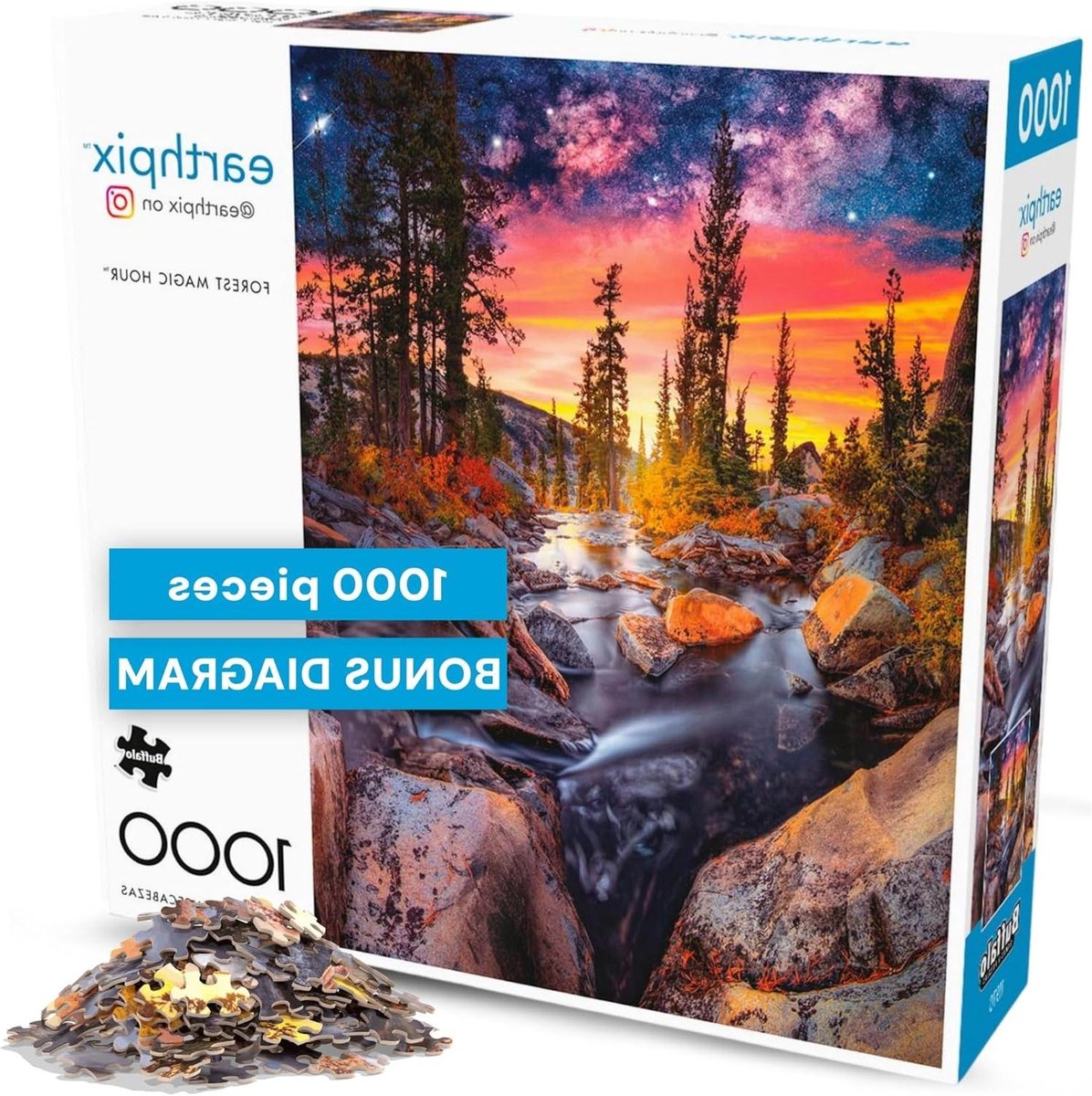 Buffalo Games - Earthpix - Forest Magic Hour - 1000-delige puzzel voor volwassenen - uitdagende puzzel, perfect voor spelletjesavonden - afmetingen 68 x 50 cm