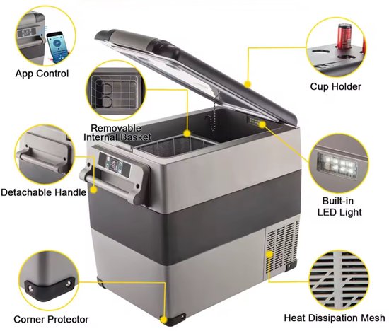 20L Draagbare Auto-Vrieskist, Mini Koelkast, 45W, 12V AC/DC, Voor Thuis en Buiten — afbeelding 3