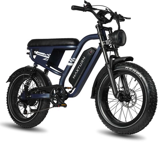 Maxtron MX10 Elektrische Fiets - 648Wh Accu - Actieradius tot 100 km - 20×4.0 Inch Fatbike Banden - Dubbele Verende Voorvork (Aluminium/Staal) - Shimano 7 Versnellingen - Mechanische Schijfremmen - Stadsfiets - Max. Belastbaar 120 kg - Blauw — afbeelding 2