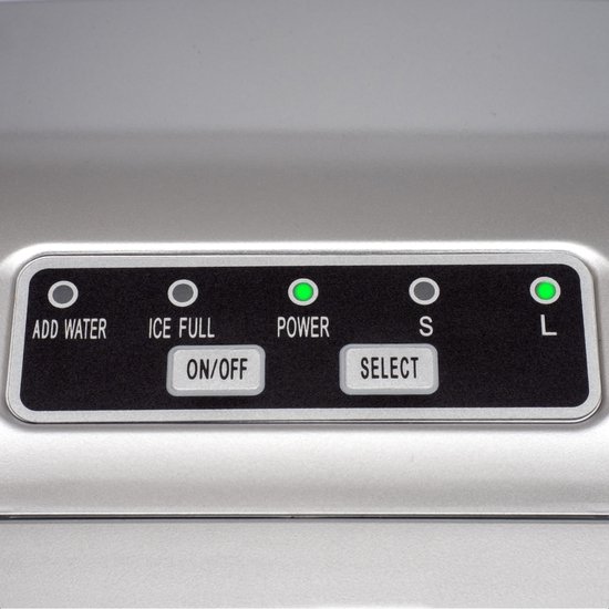 KitchenBrothers Ijsblokjesmachine - 2L - 12kg/24 uur - BPA-vrij - IJsschep - IJsblokjesmaker - Zelfreinigingsfunctie - Zilver
