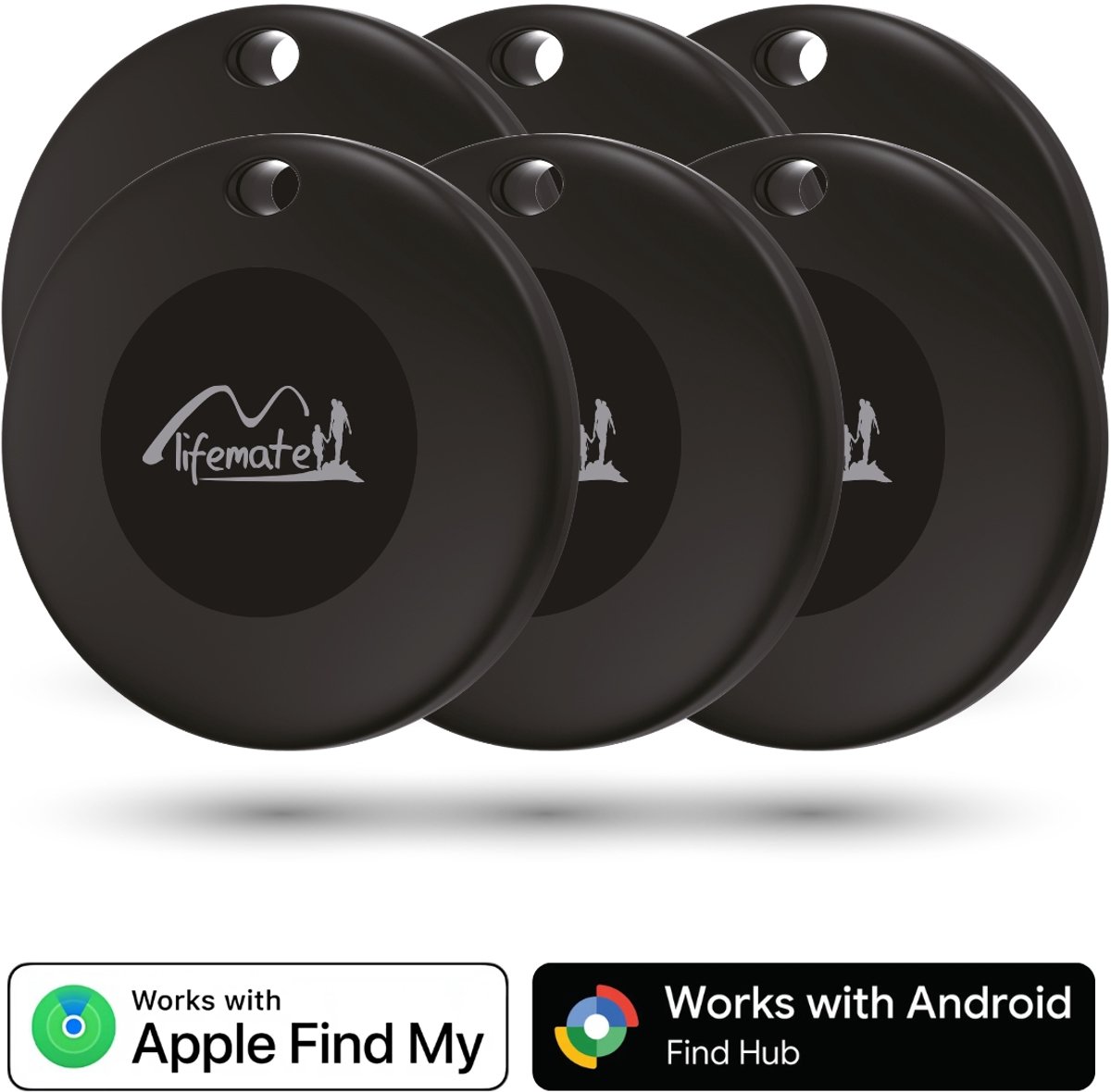 Lifemate Life Tag Duo - Compatibel met iOS Zoek mijn of Android / Google Vind Plek - Android Bluetooth Tracker - Apple Bluetooth Tracker - 100 dB - Tracker Apple iPhone & Android - 6 Pack
