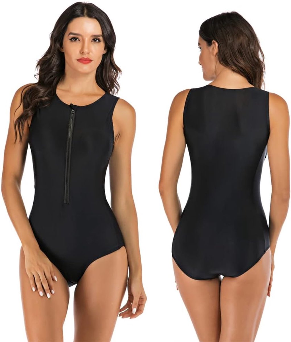 Corrigerend Badpak met rits - Zwempak - Dames - Zwart - Zwemkleding — afbeelding 5