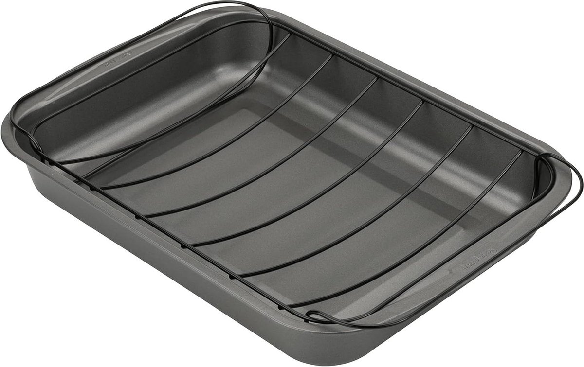 Braadslede met rek Grote braadpan Oven gerechten bereiden Antiaanbaklaag 38 x 38 cm Grijs