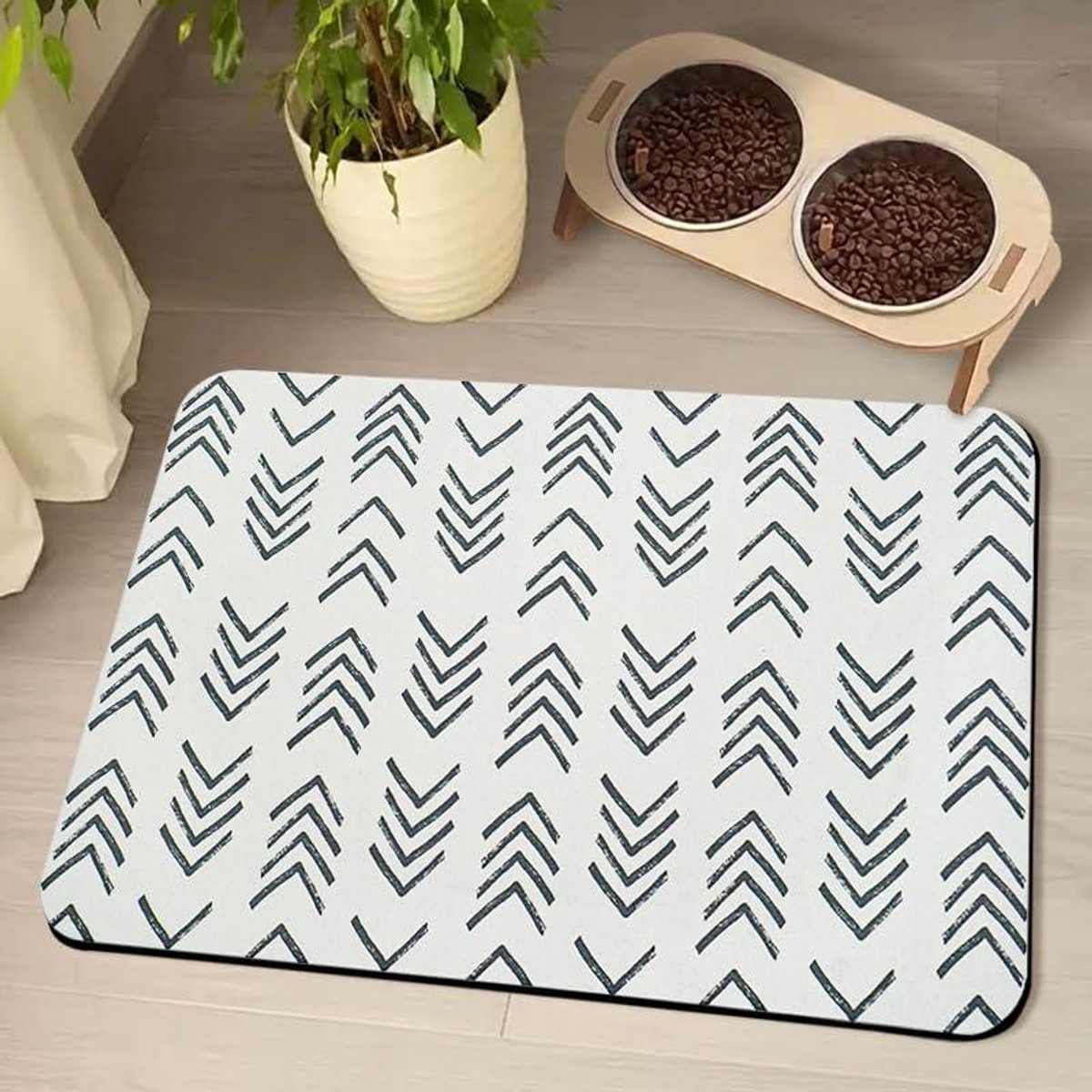 Huisdier Voerbak Mat - Honden Kat Placemat - Vloer Bescherming - Super Absorberend Waterdicht - 40x60 cm - Lijn Poot