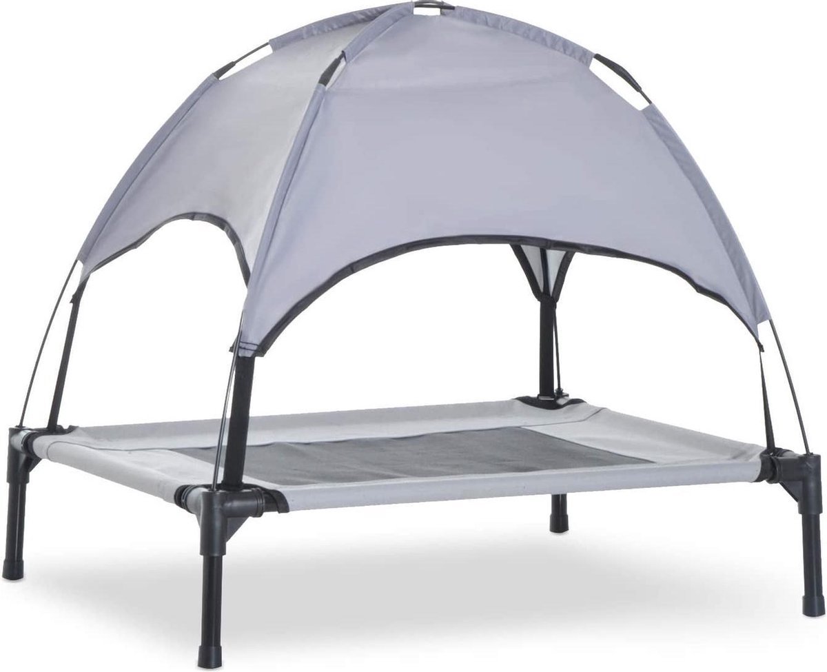 Topmast Hondenstretcher met luifel - Honden Ligbed Met Zonnedak - 76 x 61 x 100 cm - Antraciet - UV bestendig - INTRODUCTIEAANBIEDING