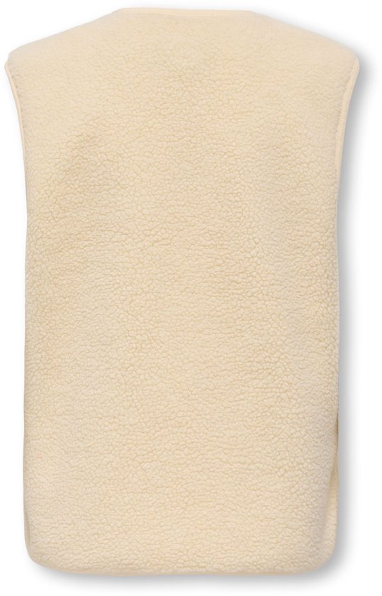 Crèmekleurig teddy gilet, achterkant.