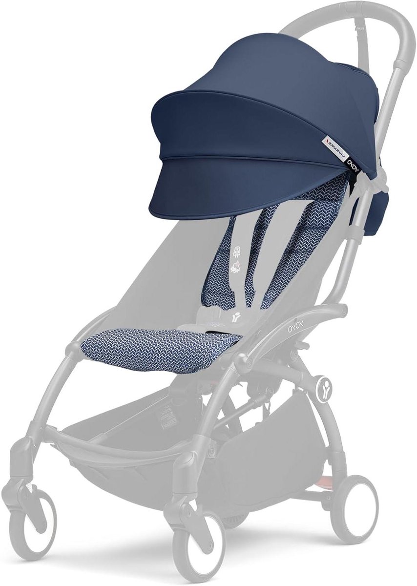Kinderwagen Textielset - Buggy Accessoires - Reizen Met Kinderen - Handbagage Compatibel - Compact Opvouwbaar - Air France Blauw