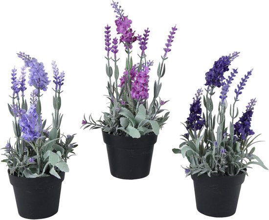 Decoris Kunstlavendel, 25 cm, in pot, 1 stuk gesorteerd, kunstplant, lavendelplant, potplant als lentedecoratie, paasdecoratie, zomerdecoratie, paars, lila