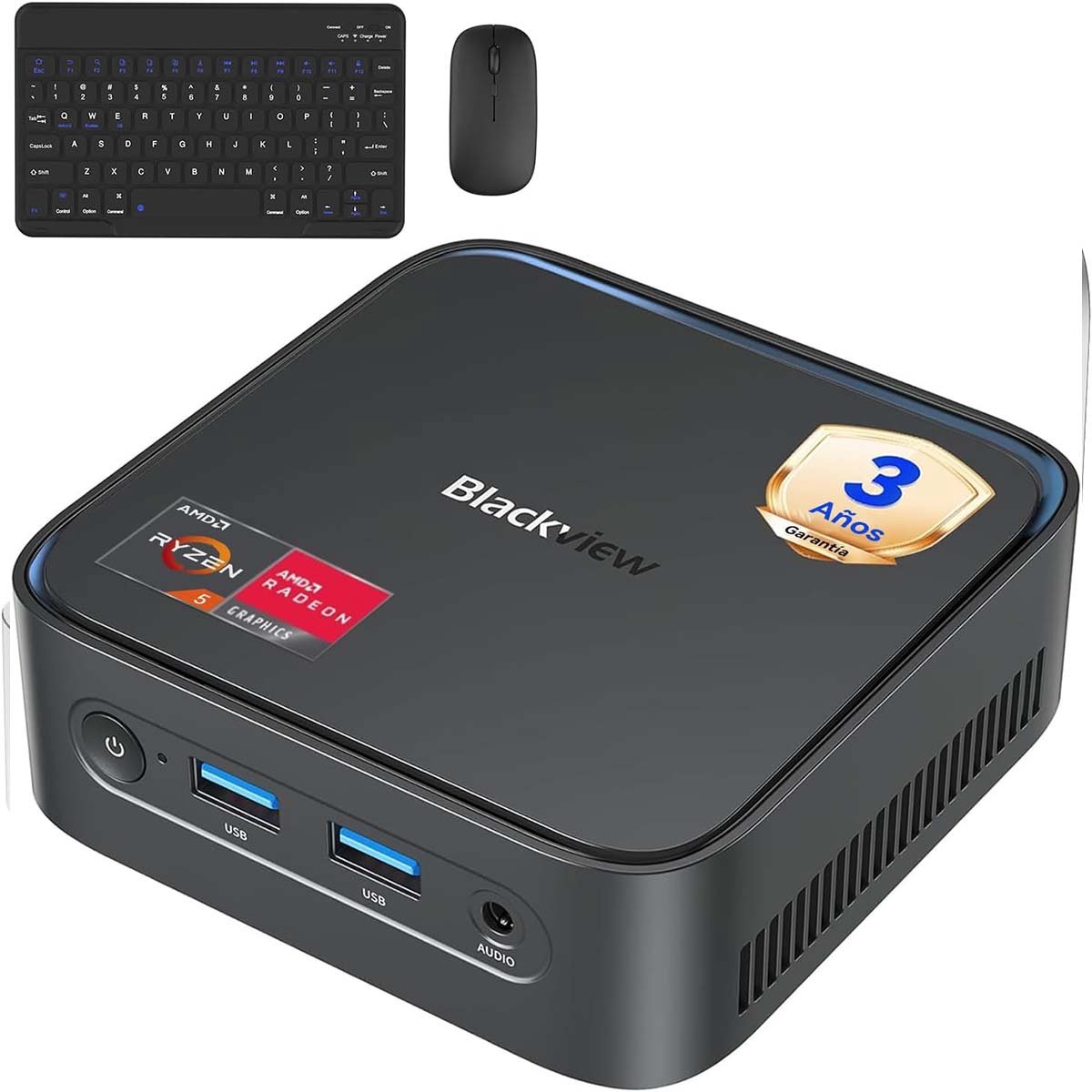 Blackview MP50 - 2026 Edition Mini PC - AMD Ryzen 5 3500U - 16 GB DDR4 & 512 GB M.2 SSD - Tot 3,7 GHz - Windows 11 Pro - Mini Computer met WiFi - Bluetooth - WiFi 5 - USB3.0 voor Kantoor - Inclusief Toetsenbord en muis - Zwart