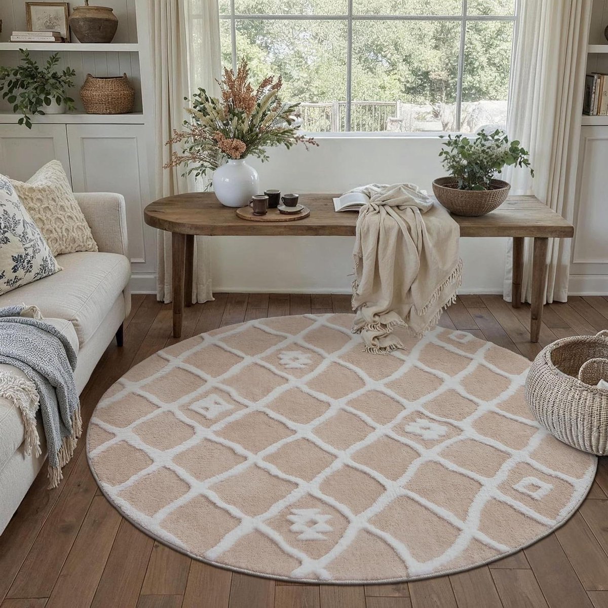 Ronde Vloerkleed - Zachte Vloerbedekking - Woonkamer Decoratie - Wasbaar & Antislip - 120