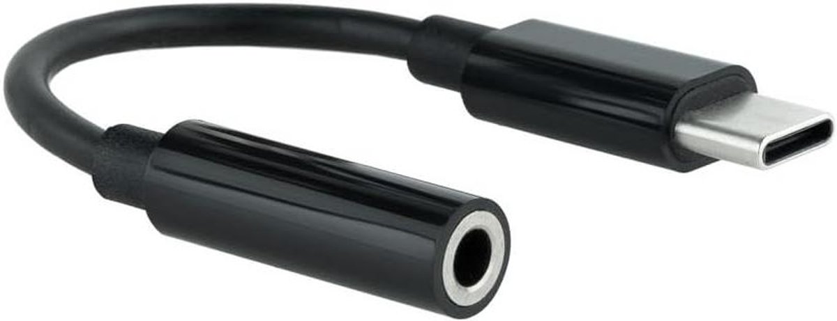 USB-C naar Jack kabel - Audio adapter - Muziek luisteren - Hoogwaardige audio - 10 cm - Zwart