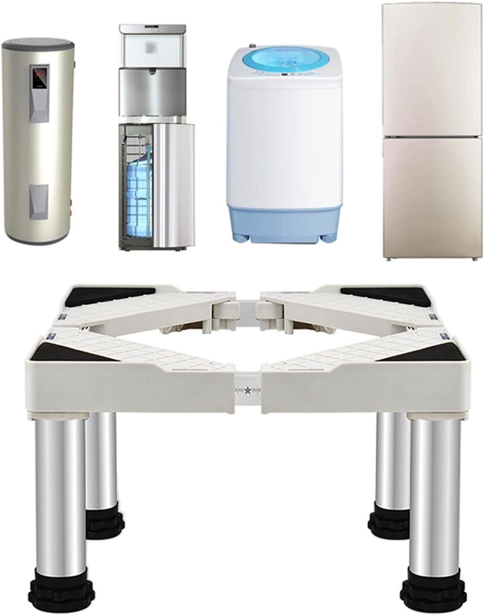 Multifunctionele verstelbare wasmachine basisstandaard, 4 sterke poten, zware beweegbare houder beugel lengte en breedte 18,1-29,9 inch 600 kg belasting droger voetstuk (hoogte: 11,8-13,4 inch)