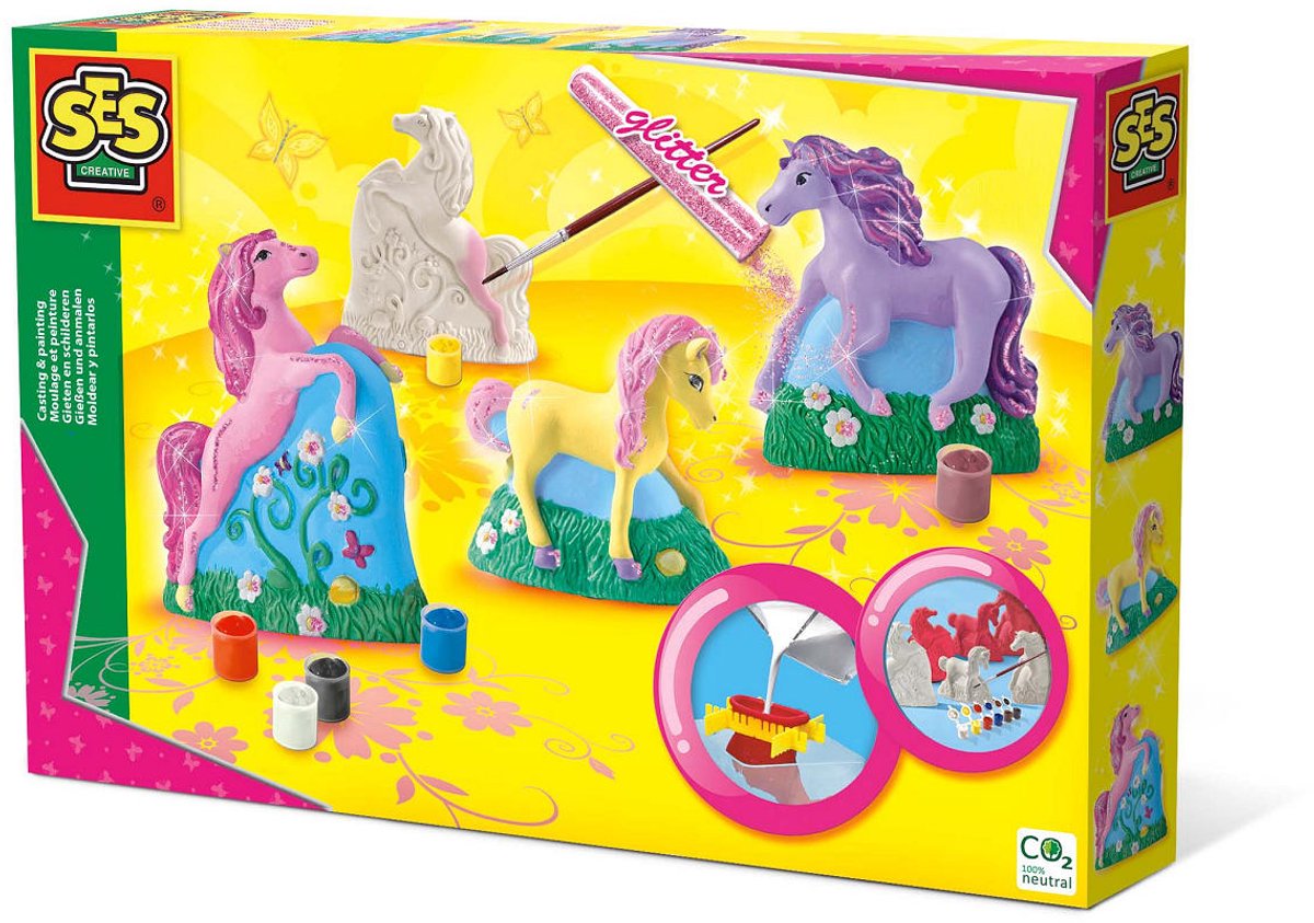 SES Creative - Hobby Pink - Gieten en Schilderen - 3 Paarden - Knutselen Meisjes - Sneldrogend - Vanaf 5 jaar — afbeelding 11