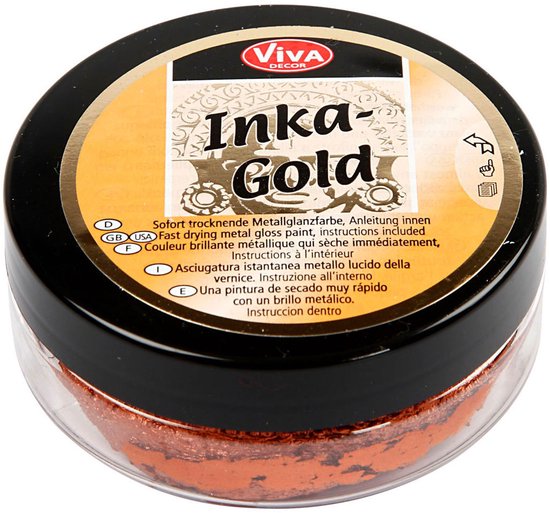 Pot "Inka-Gold" de Viva Decor avec de la peinture couleur cuivre.